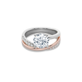 Interlace Meteor Round Ring in 14 Silver & Rose Gold