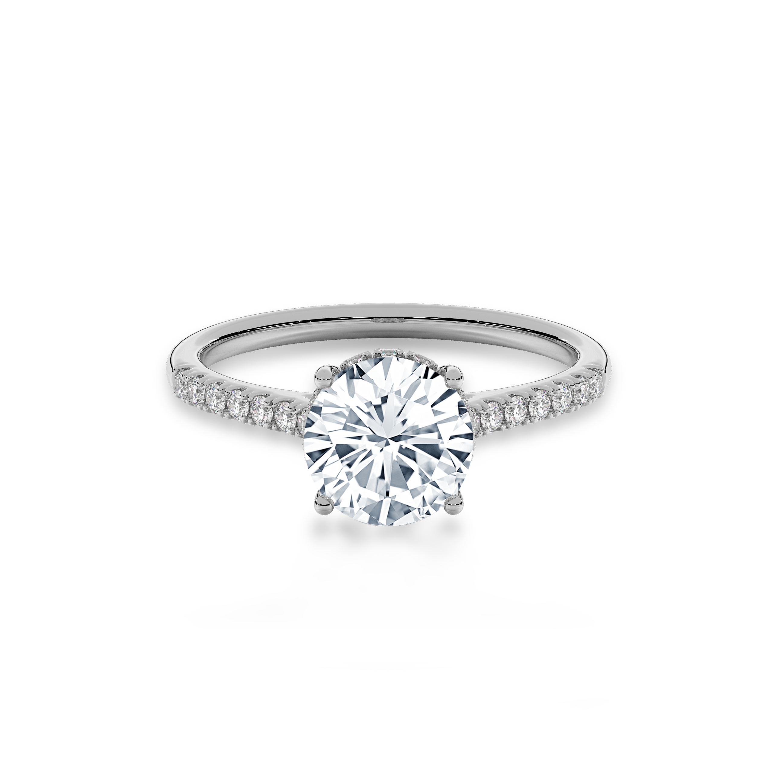 Hidden Halo II Round  Lab Grown Diamond Ring in 14K White Gold