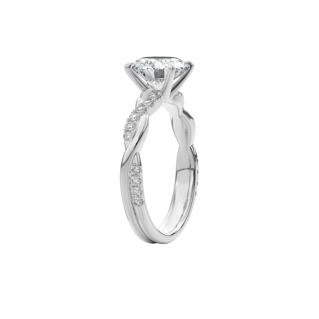 Rhea Twisted Pave Engagement Ring Round•White Gold