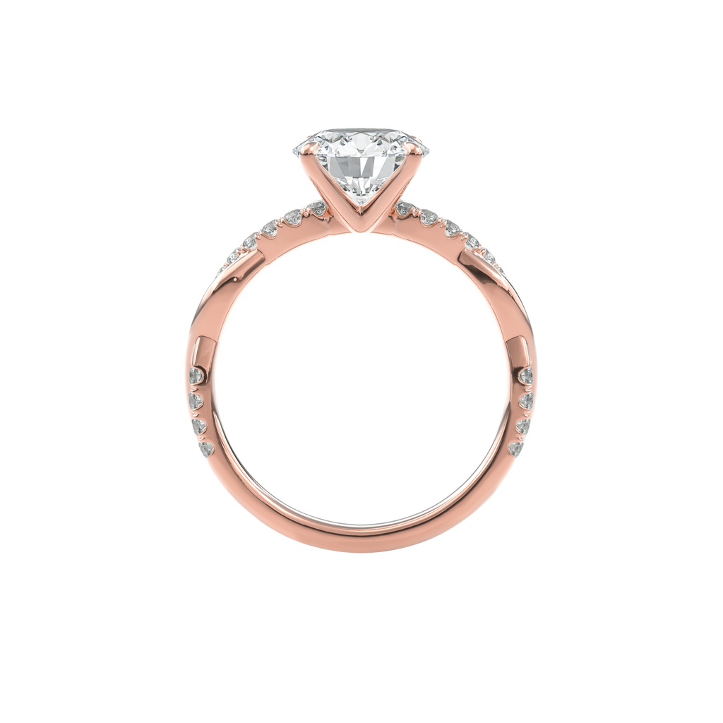 Rhea Twisted Pave Engagement Ring Round•Rose Gold