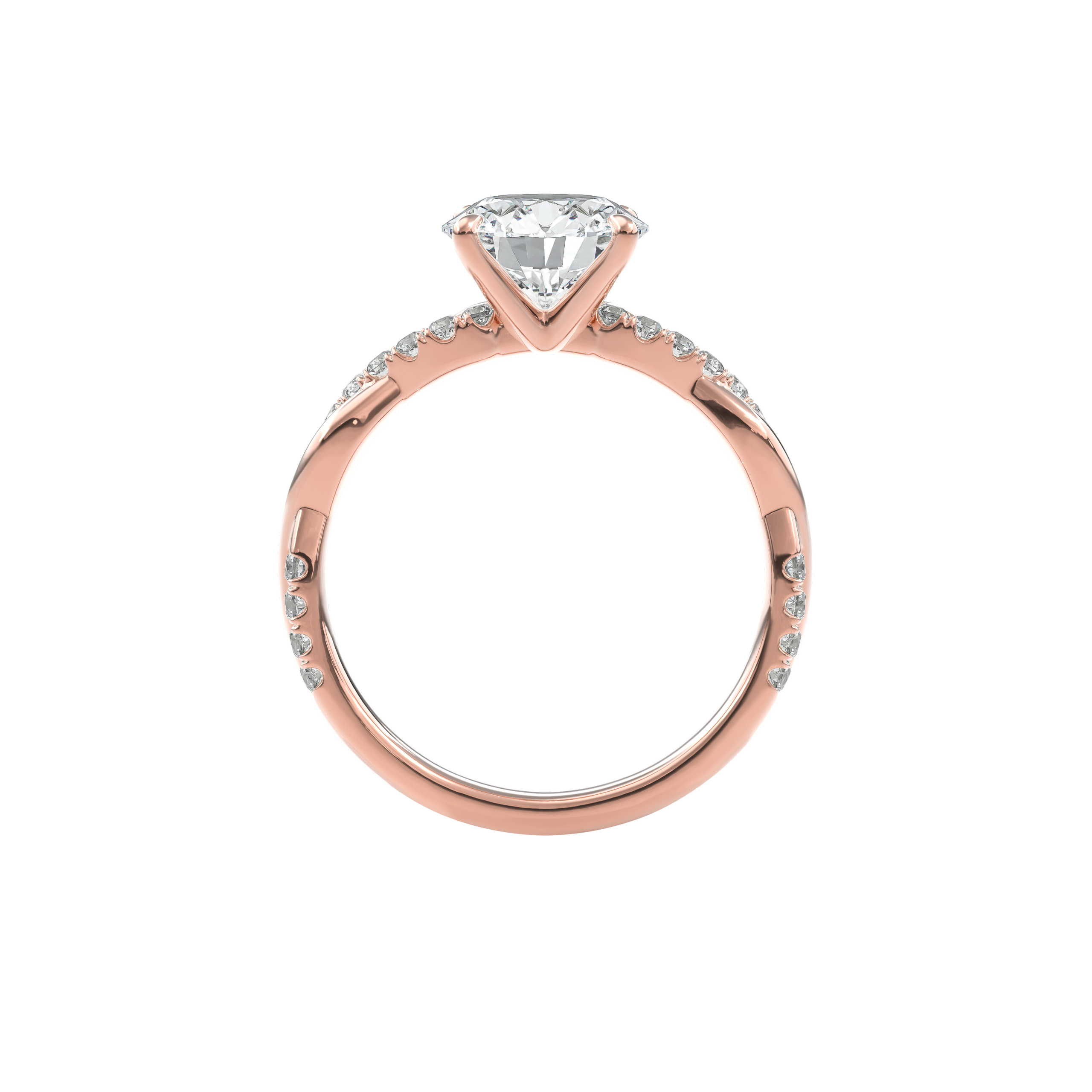 Rhea Twisted Pave Engagement Ring Round•Rose Gold