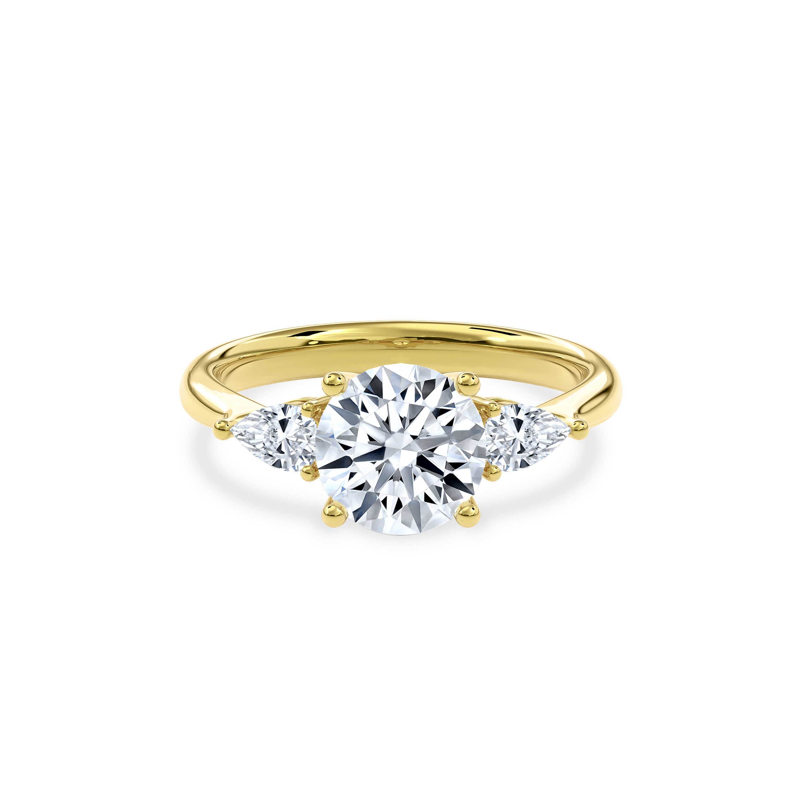 Daphnis Three Stones Engagement Ring Round•Yellow Gold