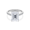 Hidden Halo II Emerald  Lab Grown Diamond Ring in 14K White Gold