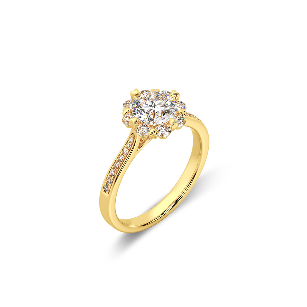 Bouquet Pave Ring Round 18K Yellow Gold