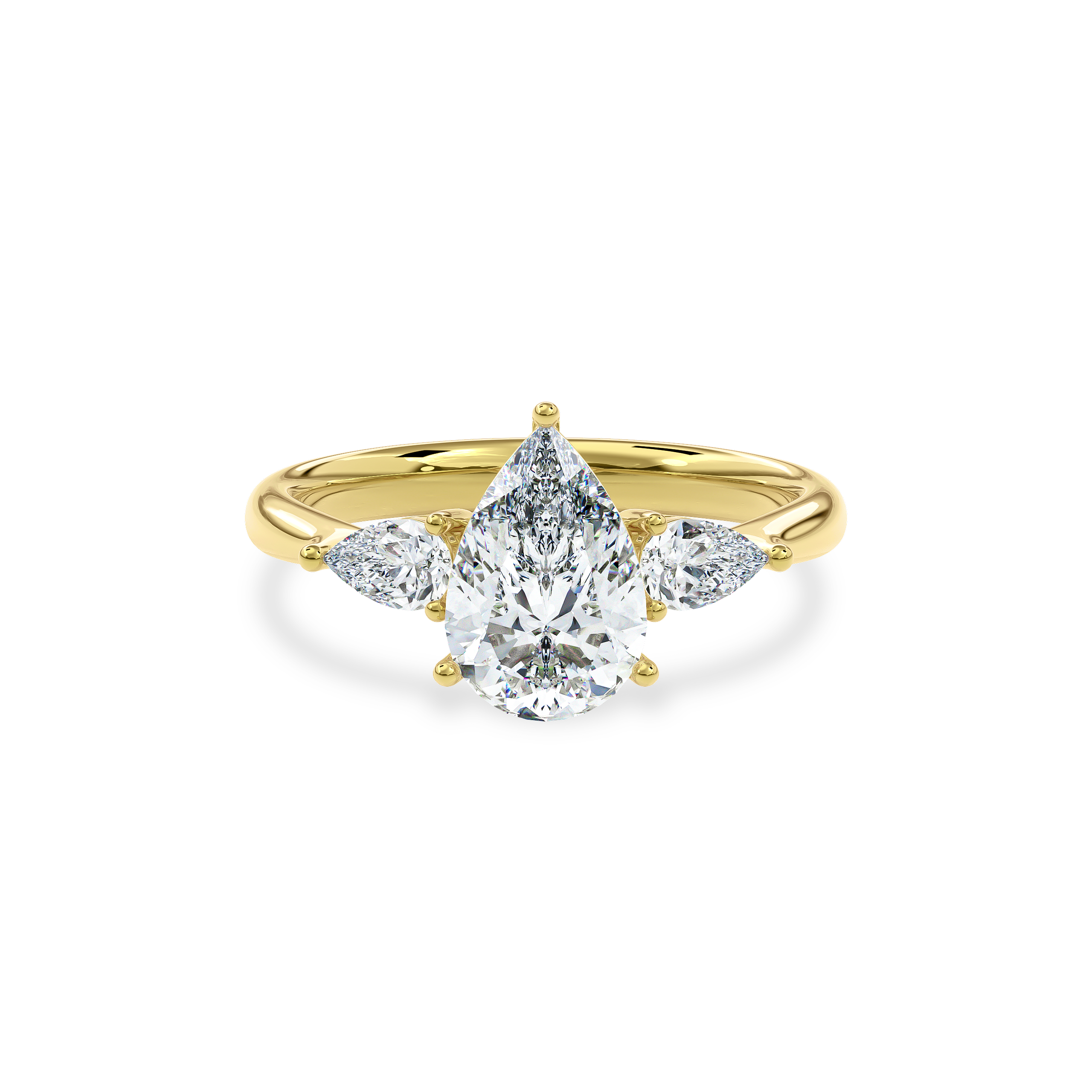 Daphnis Three Stones Engagement Ring Pear•Yellow Gold