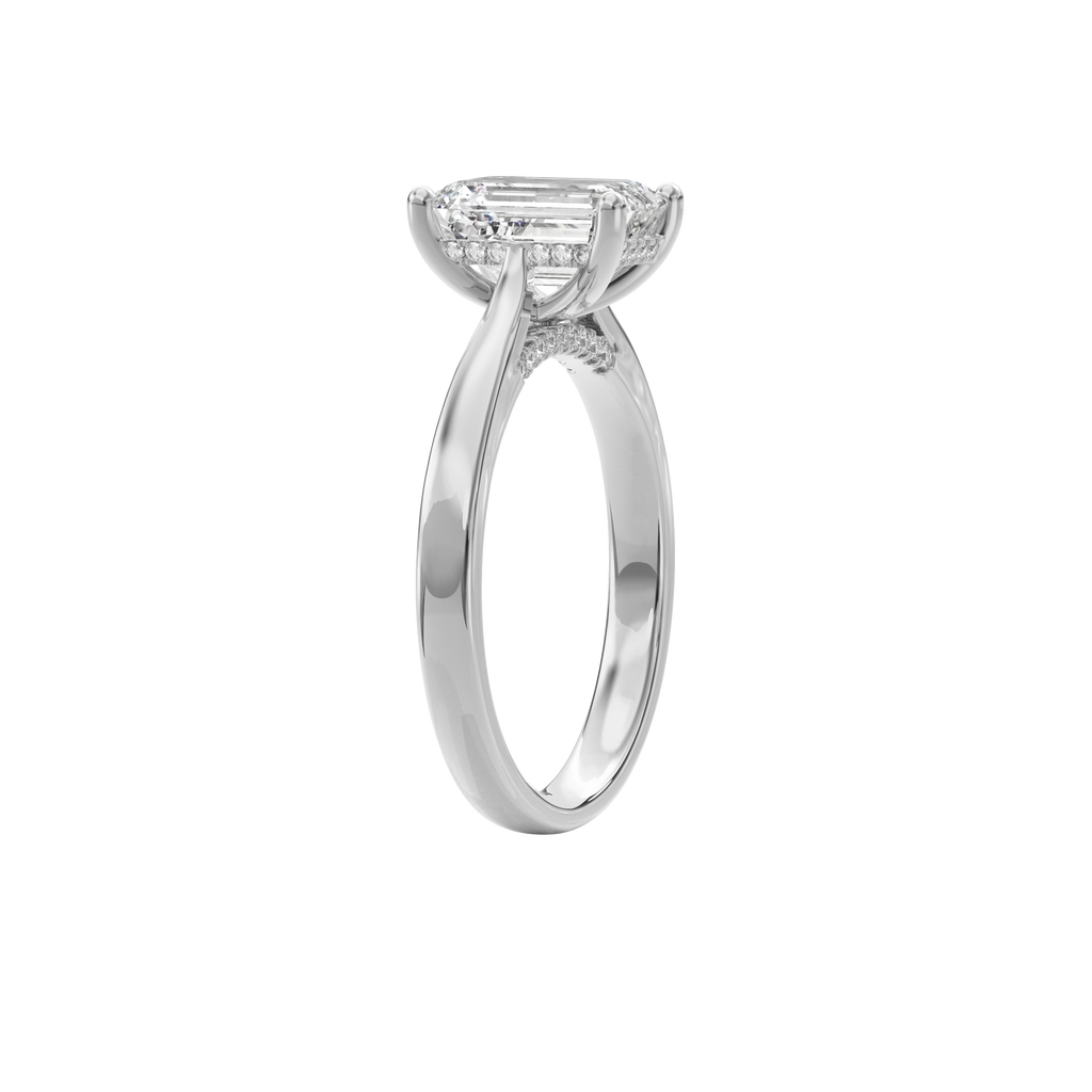 Elara Hidden Halo Salitaire Engagement Ring Emerald•White Gold