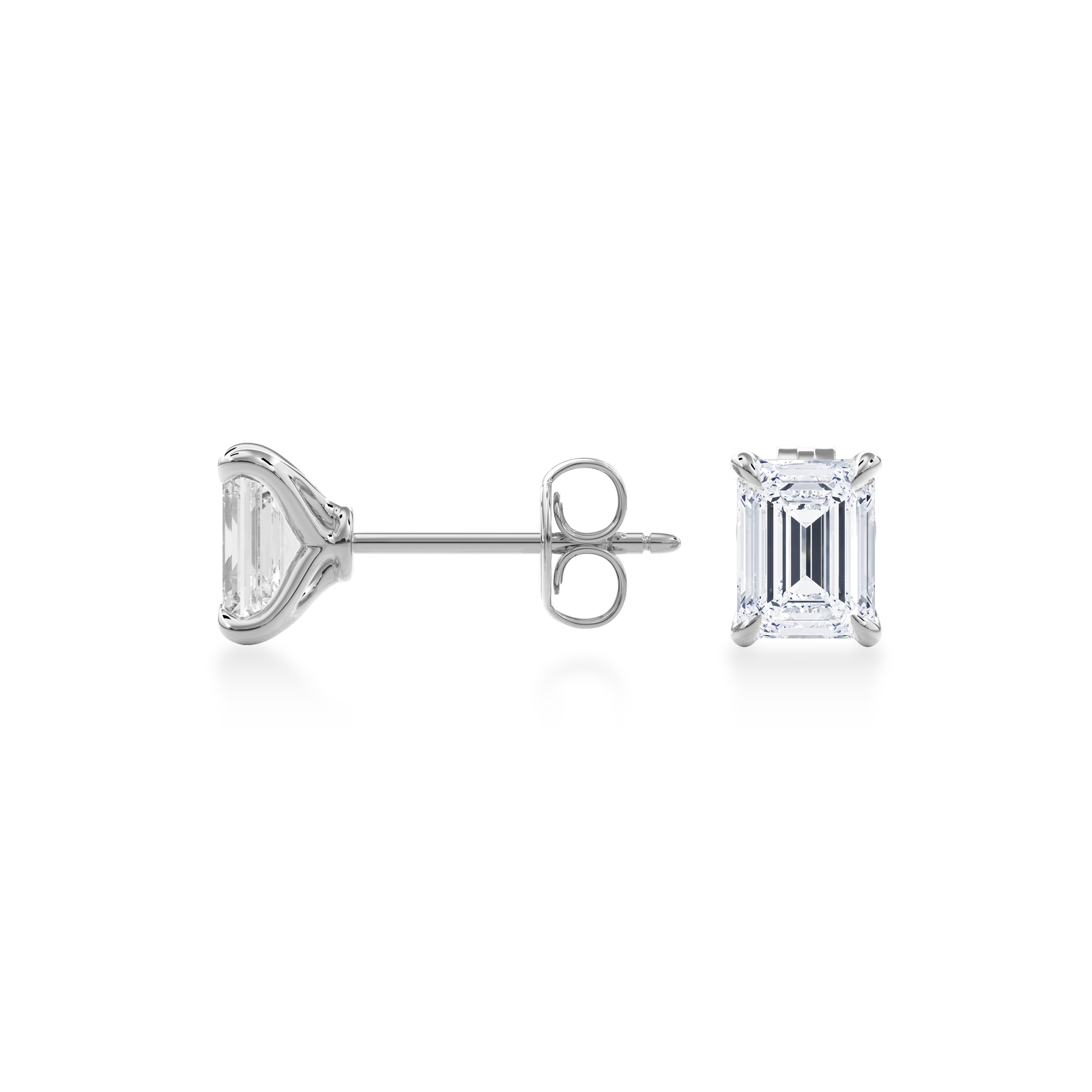 Dia Emerald LGD Classic Stud Earring in 14K White Gold (Single Earring)