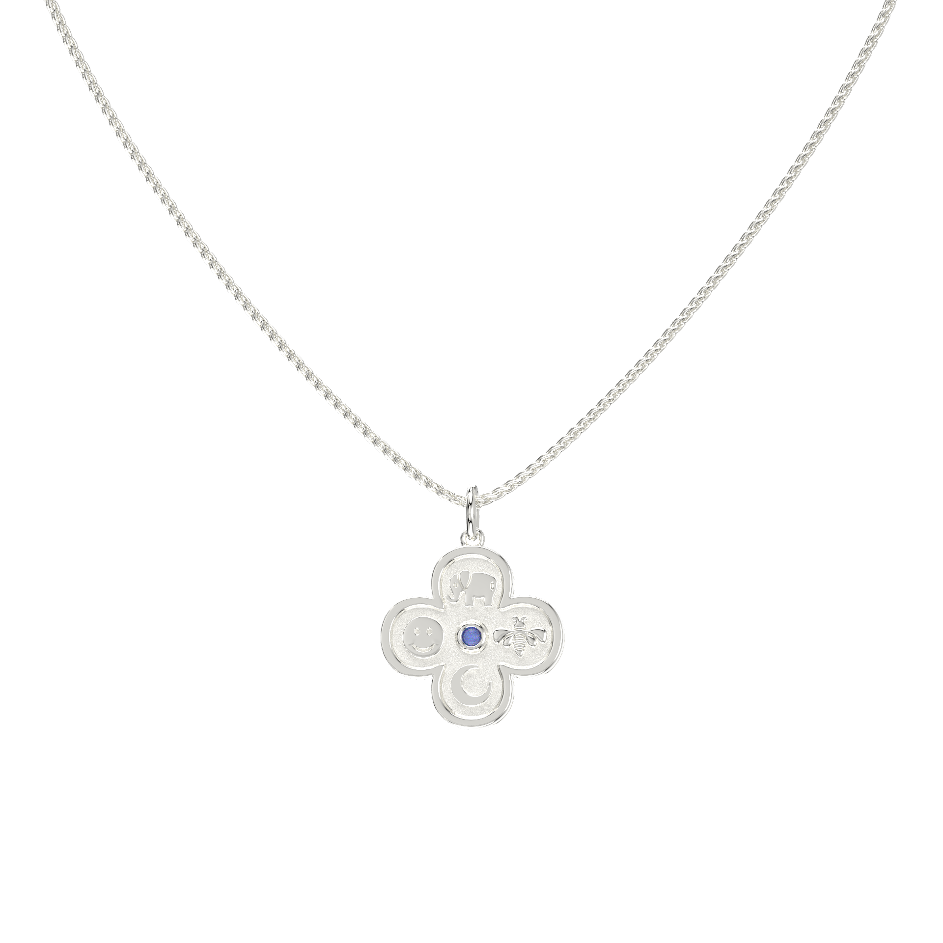 Rhodium Plated Elements Necklace