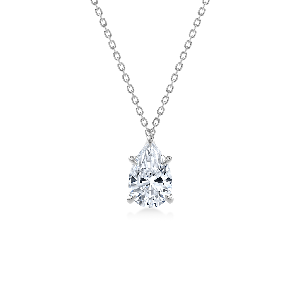 Dia Solitaire Necklace Pear•White Gold