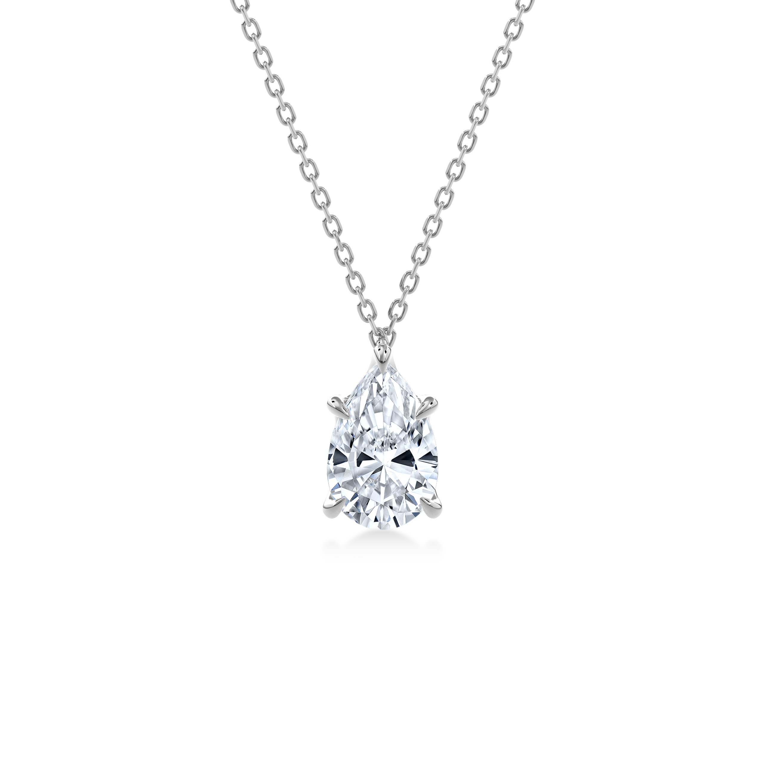Dia Solitaire Necklace Pear•White Gold