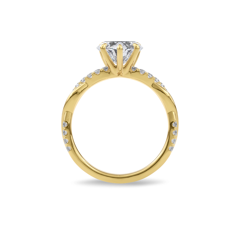 Rhea Twisted Pave Engagement Ring Heart•Yellow Gold