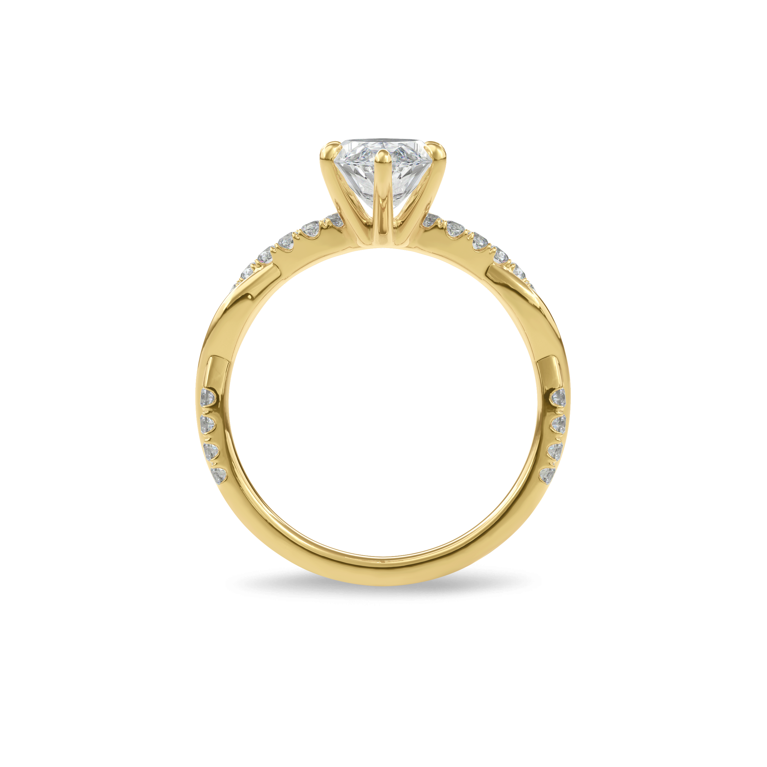 Rhea Twisted Pave Engagement Ring Marquise•Yellow Gold