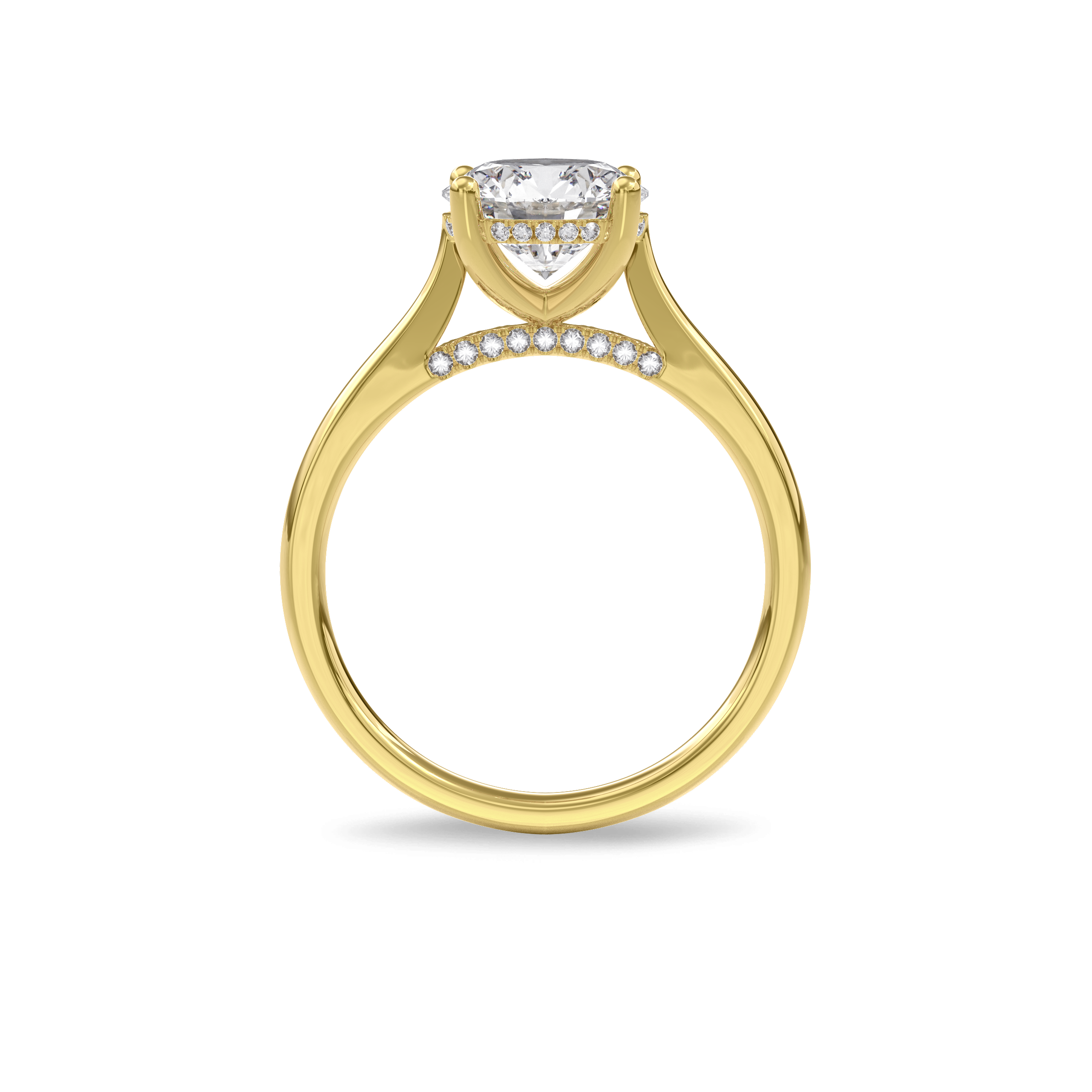 Elara Hidden Halo Salitaire Engagement Ring Round•Yellow Gold