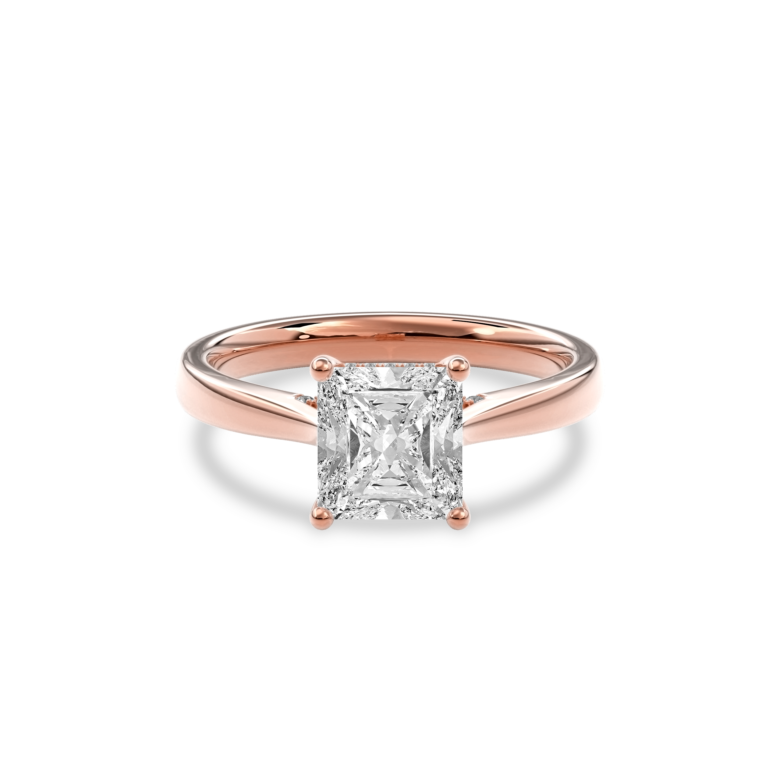 Elara Hidden Halo Salitaire Engagement Ring Radiant•Rose Gold