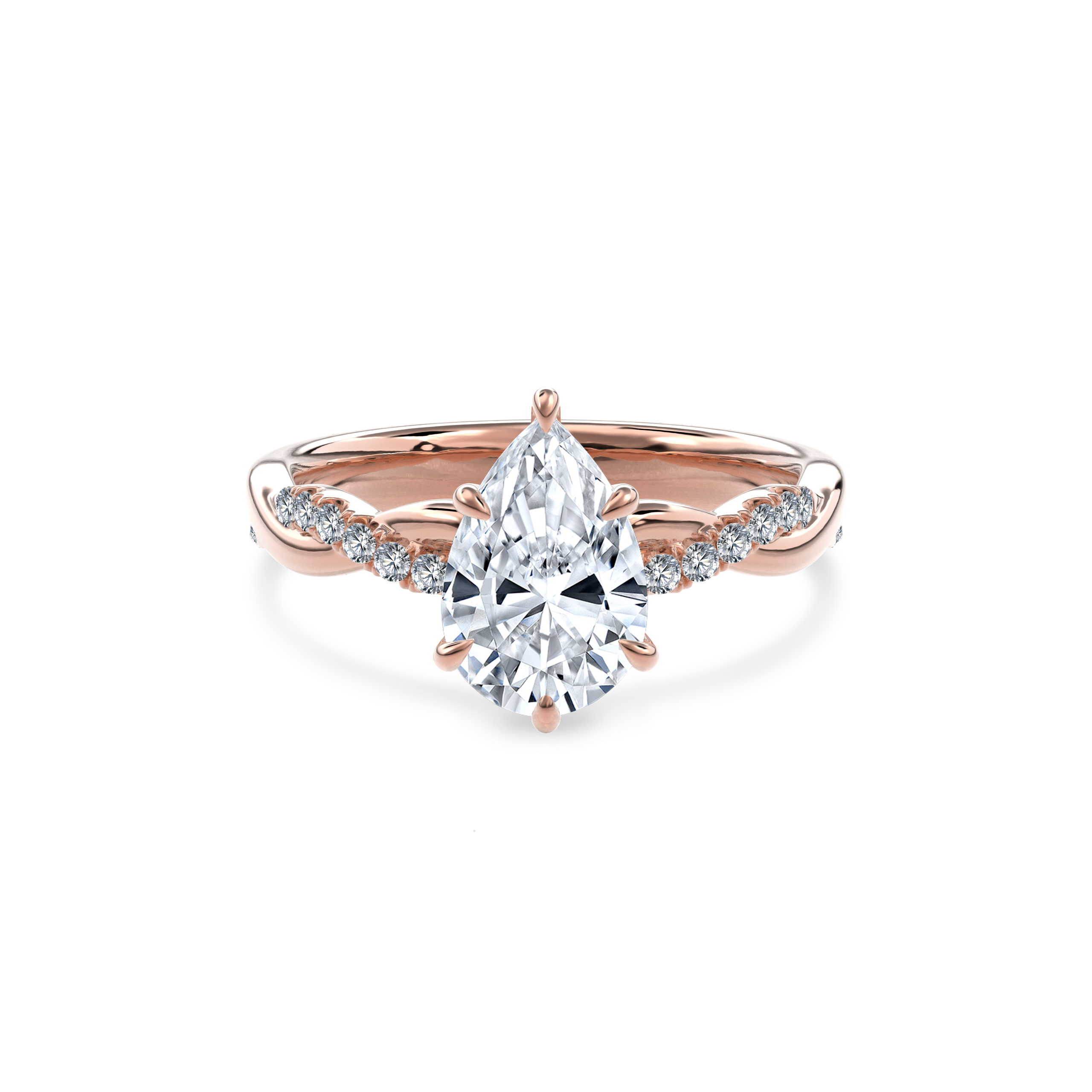 Rhea Twisted Pave Engagement Ring Pear•Rose Gold