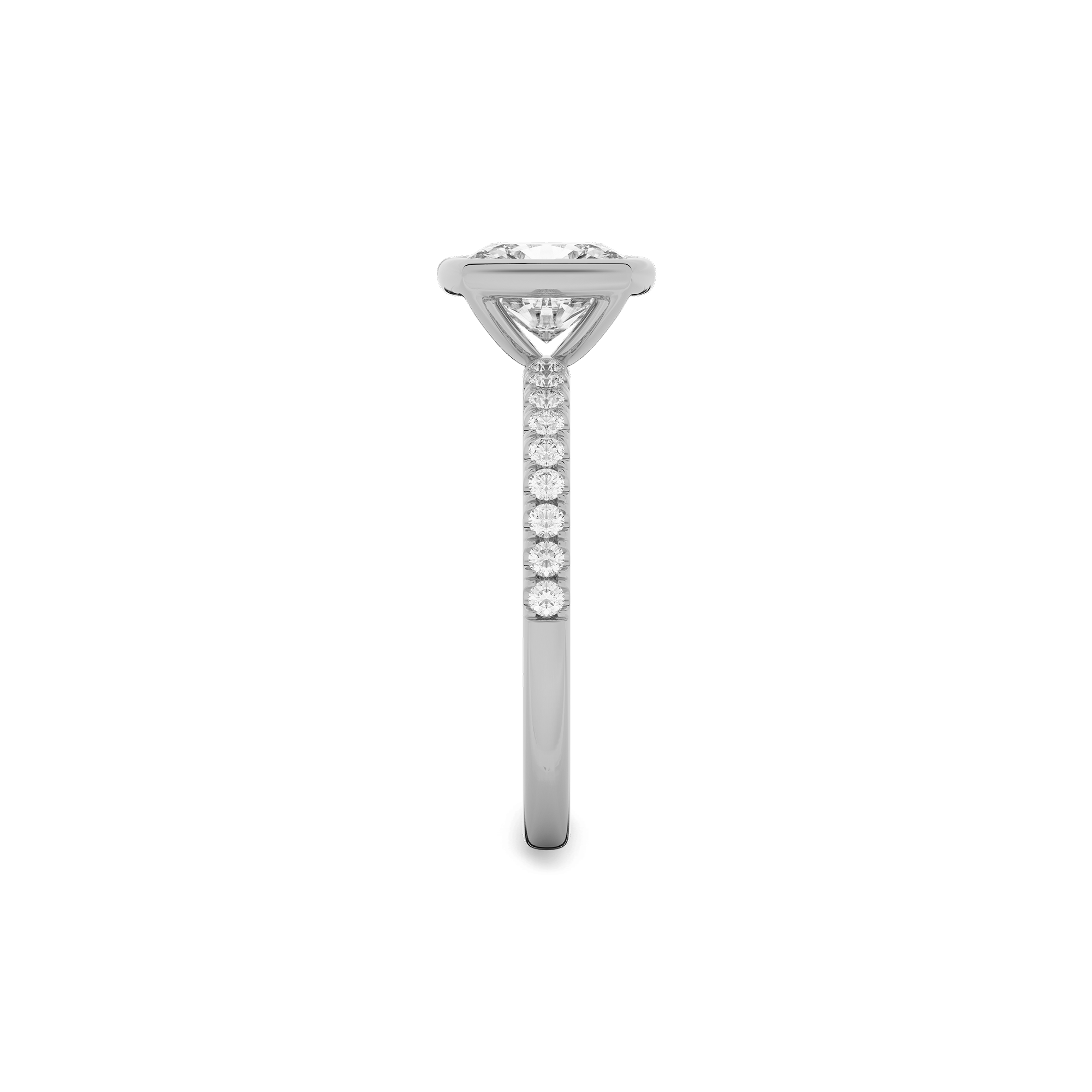 Luxe Cushion Bezel Set Diamond Ring in White Gold
