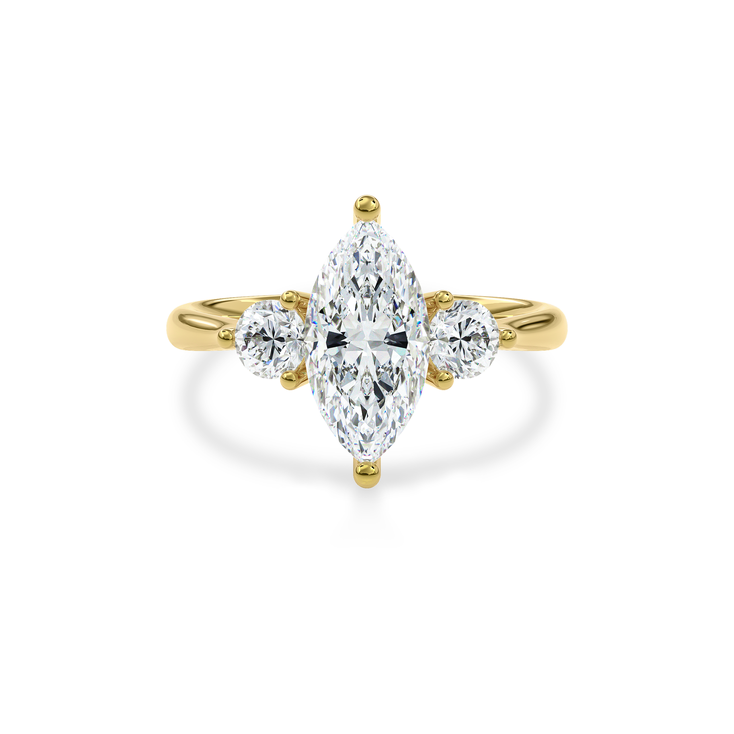 Daphnis Three Stones Engagement Ring Marquise•Yellow Gold