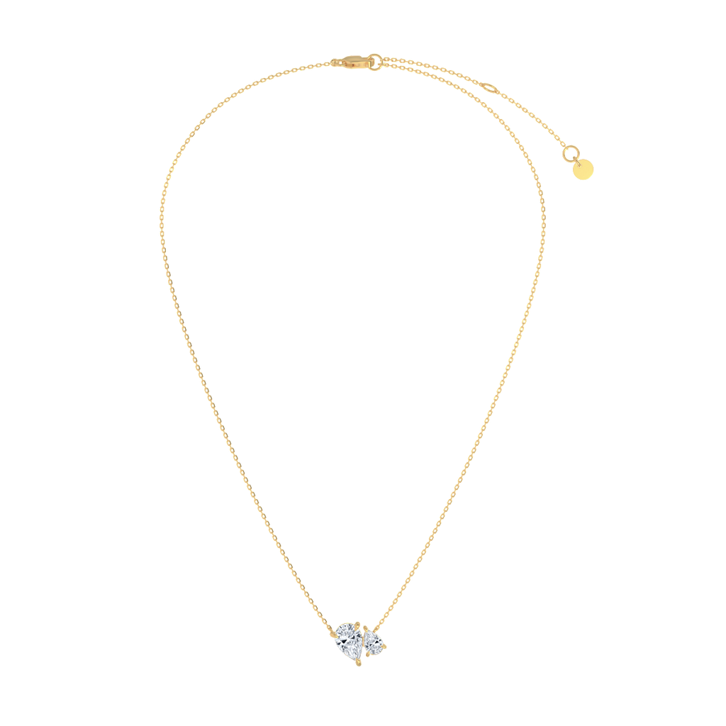 Pear cut Toi et Moi  Necklace in yellow gold