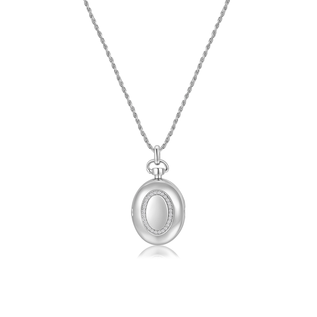 Rhodium Plated Luna Oval Whisper Locket SN011