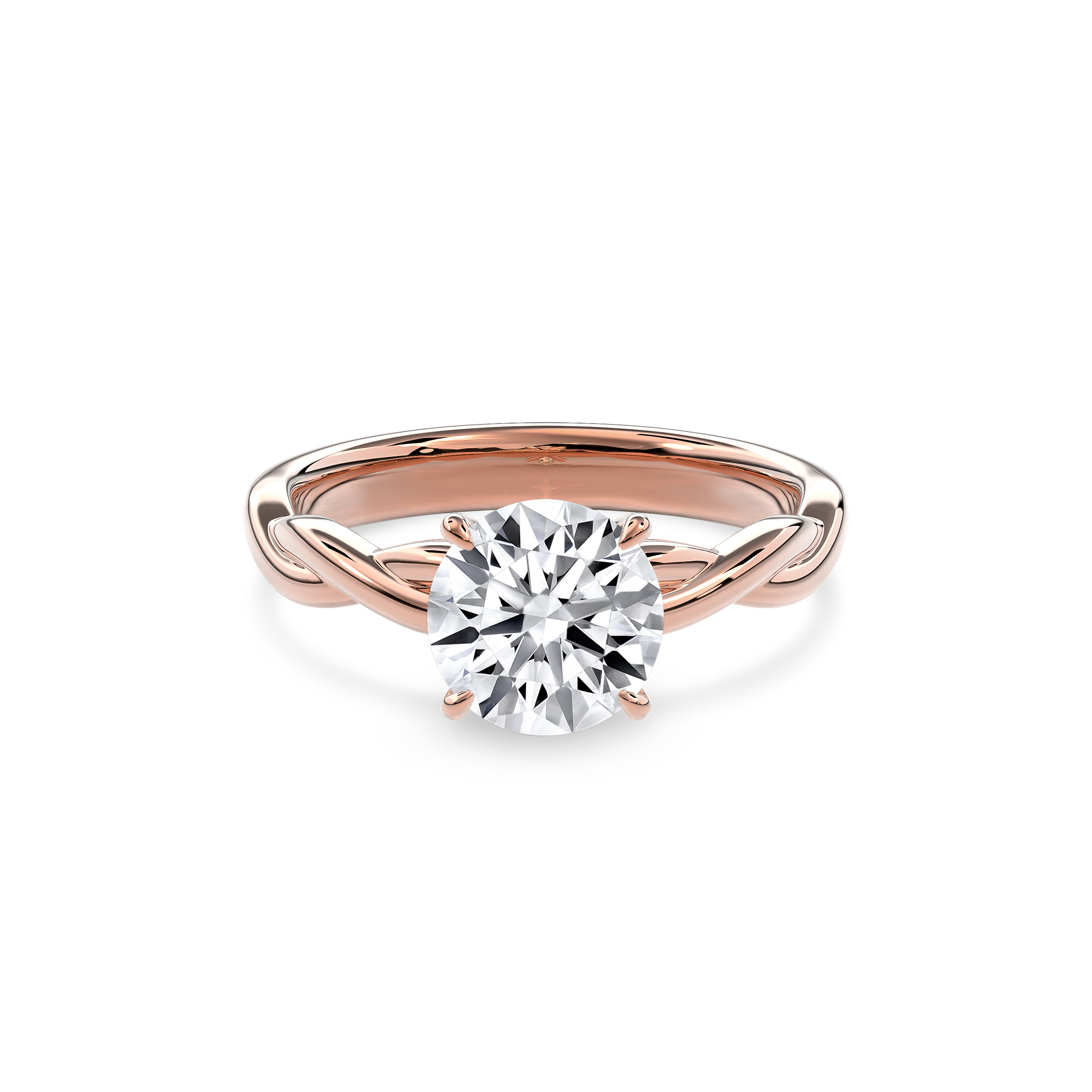 Rhea Twisted Engagement Ring Round•Rose Gold
