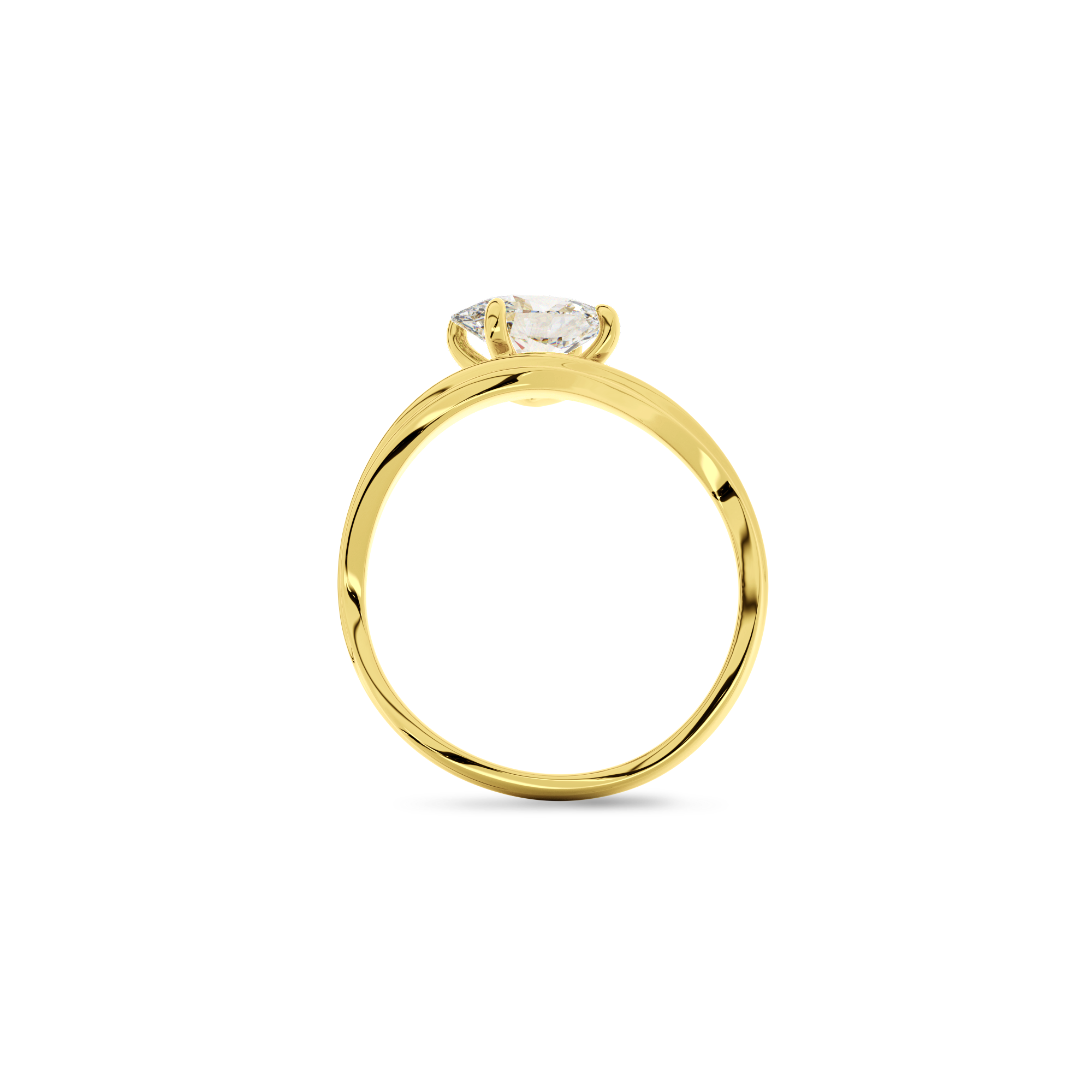 Oval  Luna Curve Ring in Yellow Gold