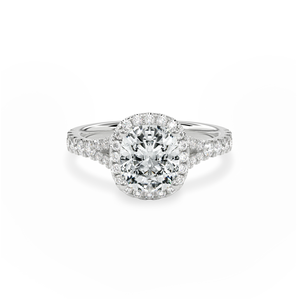 Elara Vintage Inspired Engagement Ring Cushion•White Gold