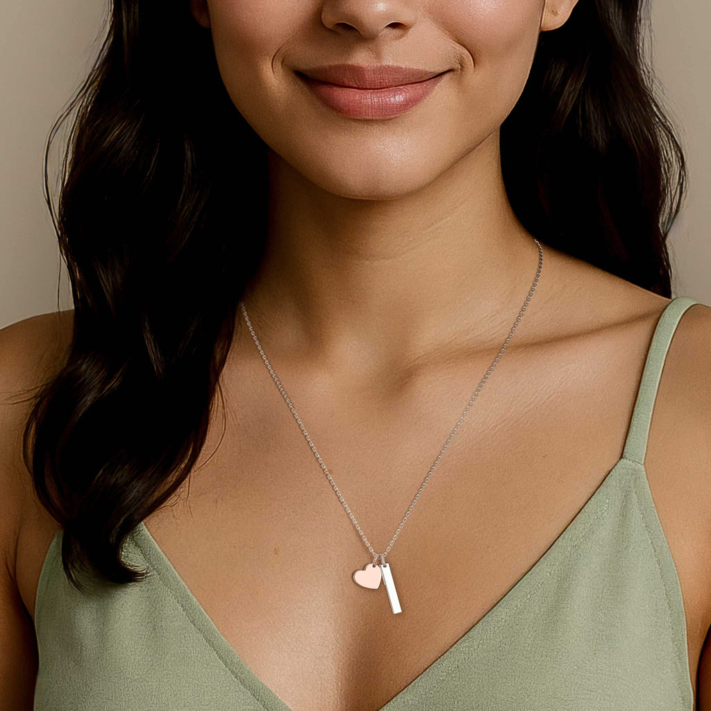 18K Rose Gold Plated Heart Engravable Pendant SP003