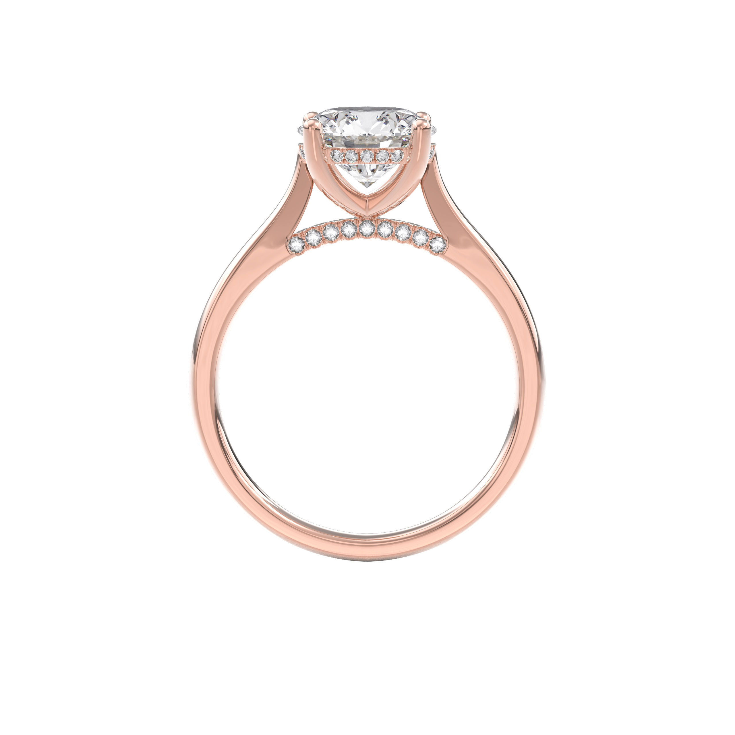 Elara Hidden Halo Salitaire Engagement Ring Round•Rose Gold