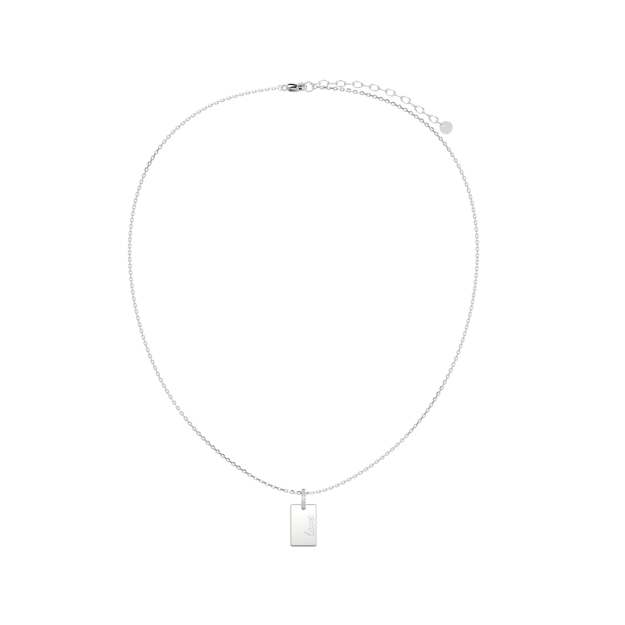 Rhodium Plated Rectangle Engravable Pendant SP003