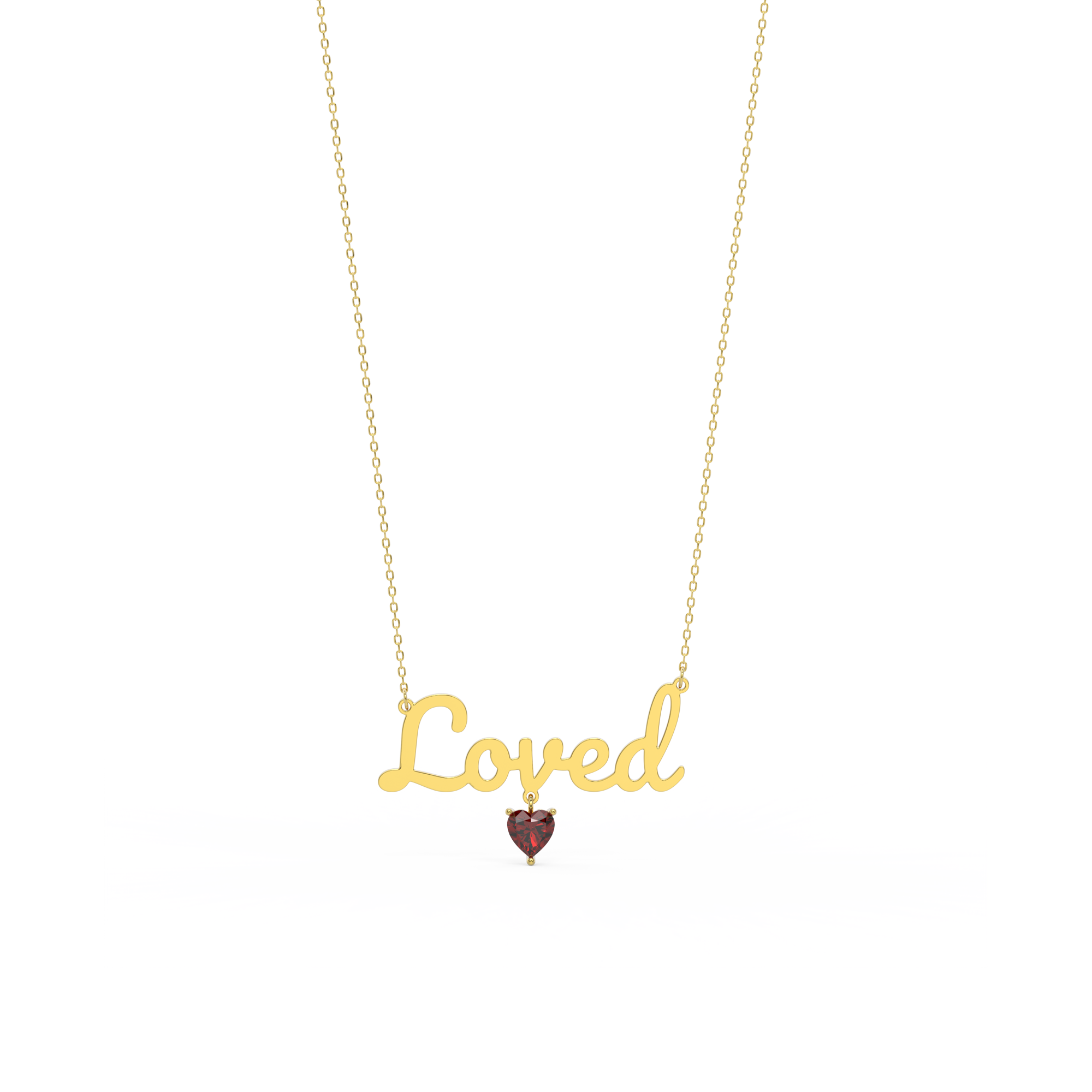 18k Gold Plated Heart Birthstone Name Necklace SN001G