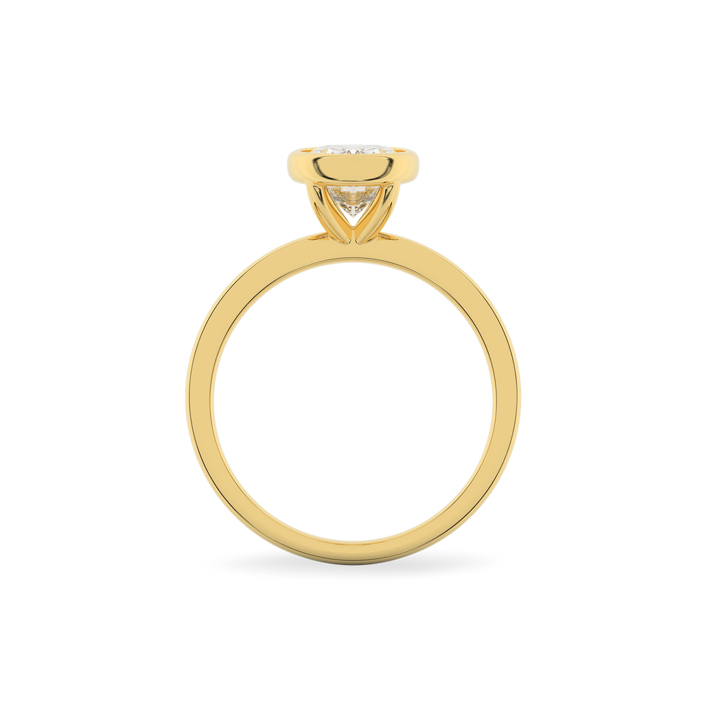 Classic Oval  Bezel Set Diamond Ring in  Yellow Gold