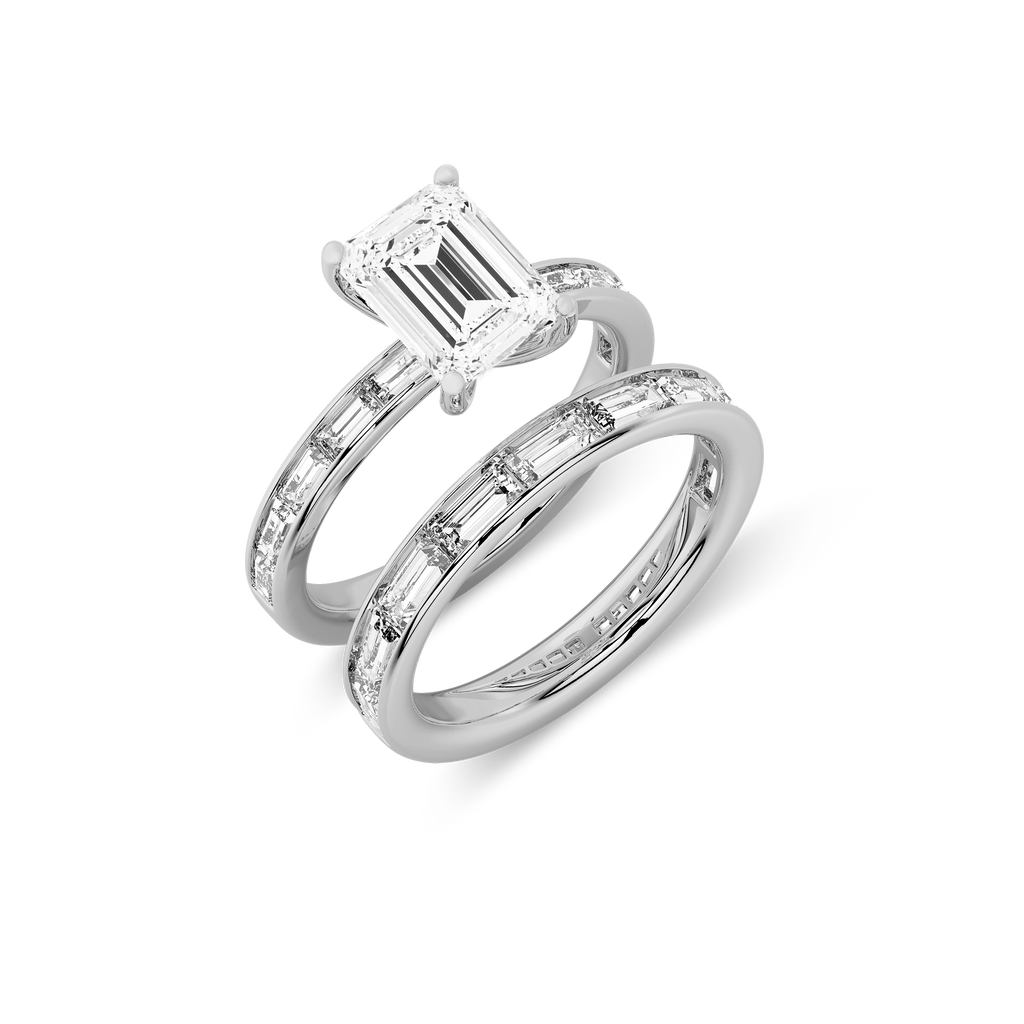 Channel Set Baguette Diamond Engagement Ring in 14k White Gold