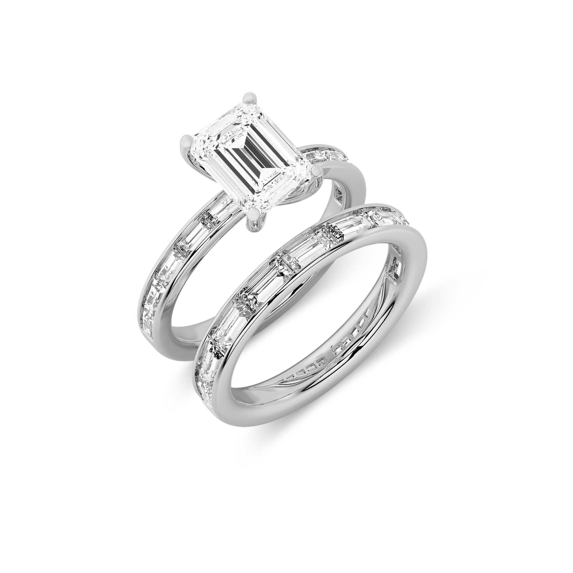 Channel Set Baguette Diamond Engagement Ring in 14k White Gold
