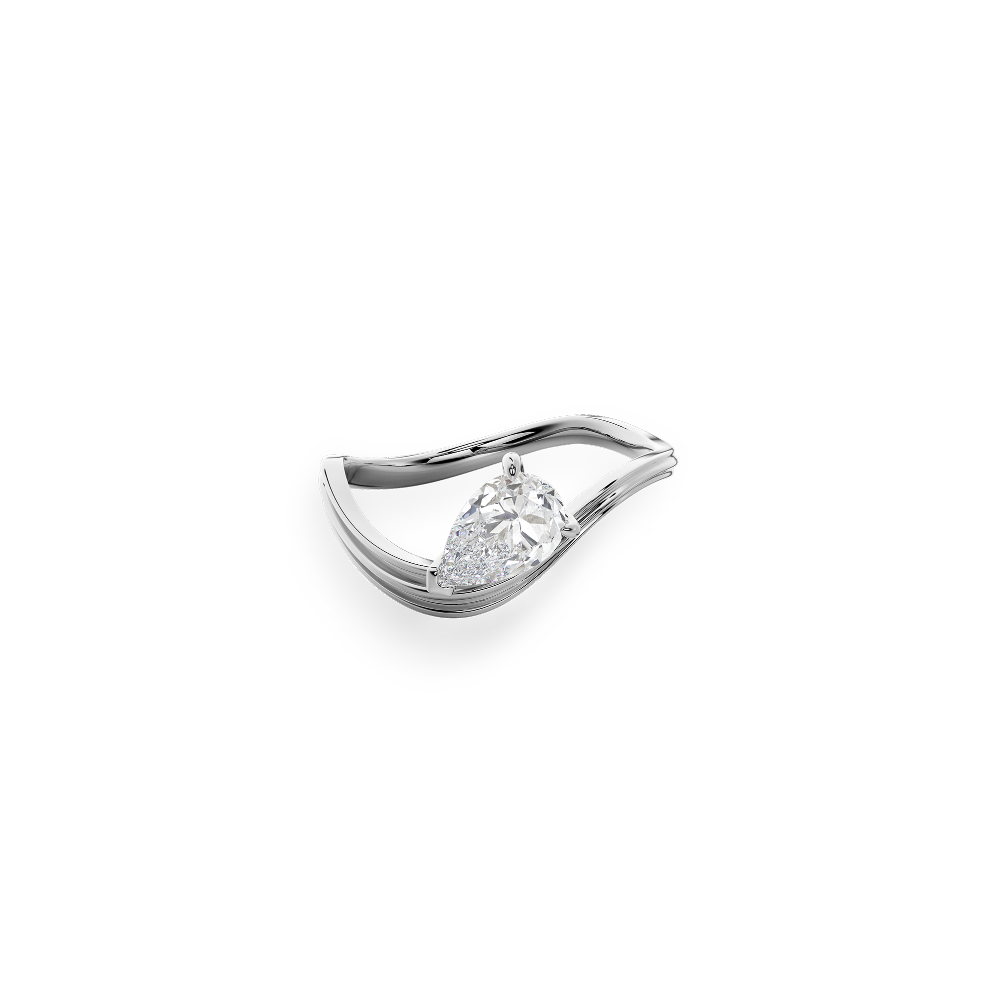 Pear  Luna Curve Ring in White Gold