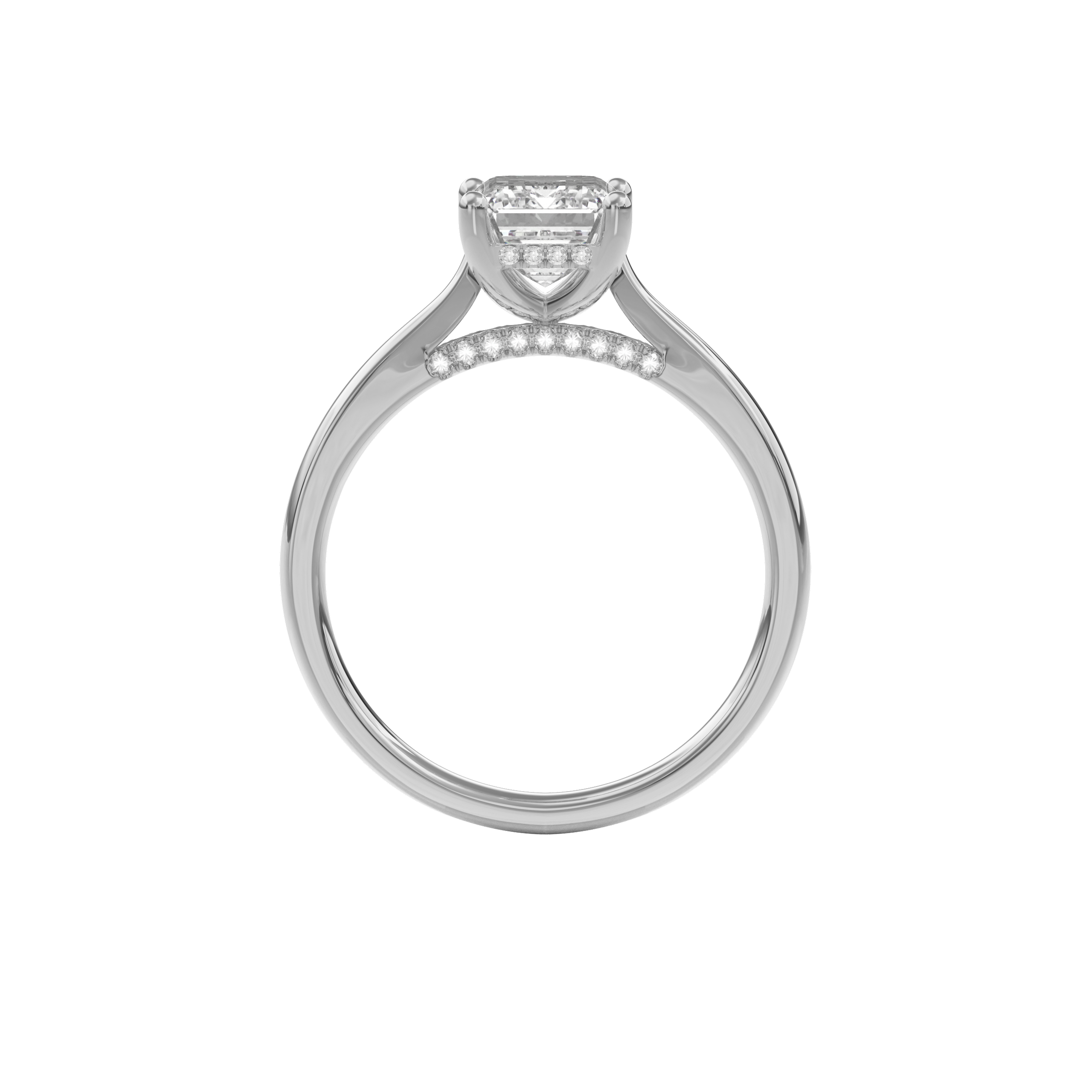 Elara Hidden Halo Salitaire Engagement Ring Emerald•White Gold