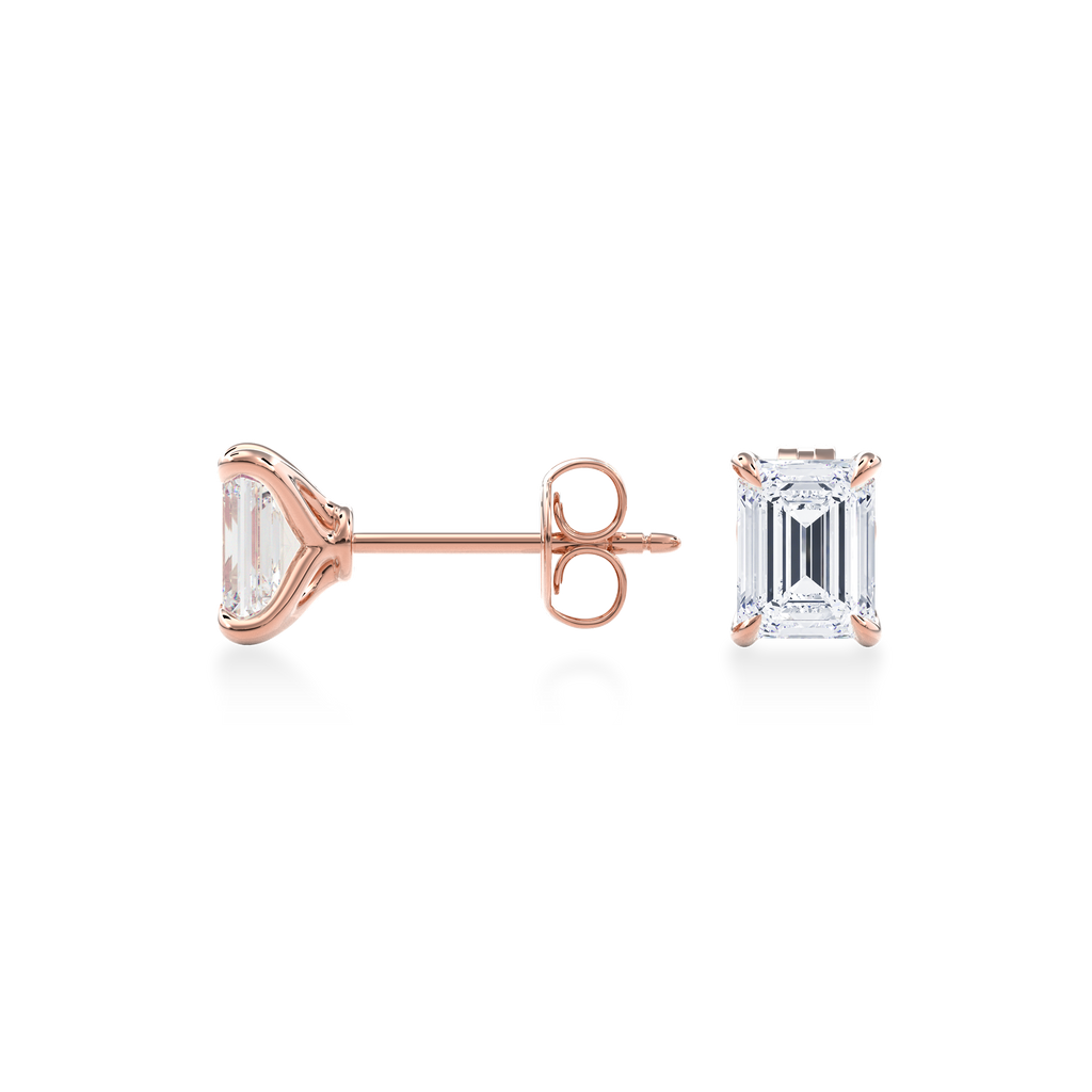 Dia Solitaire Single Stud Earring Emerald•Rose Gold