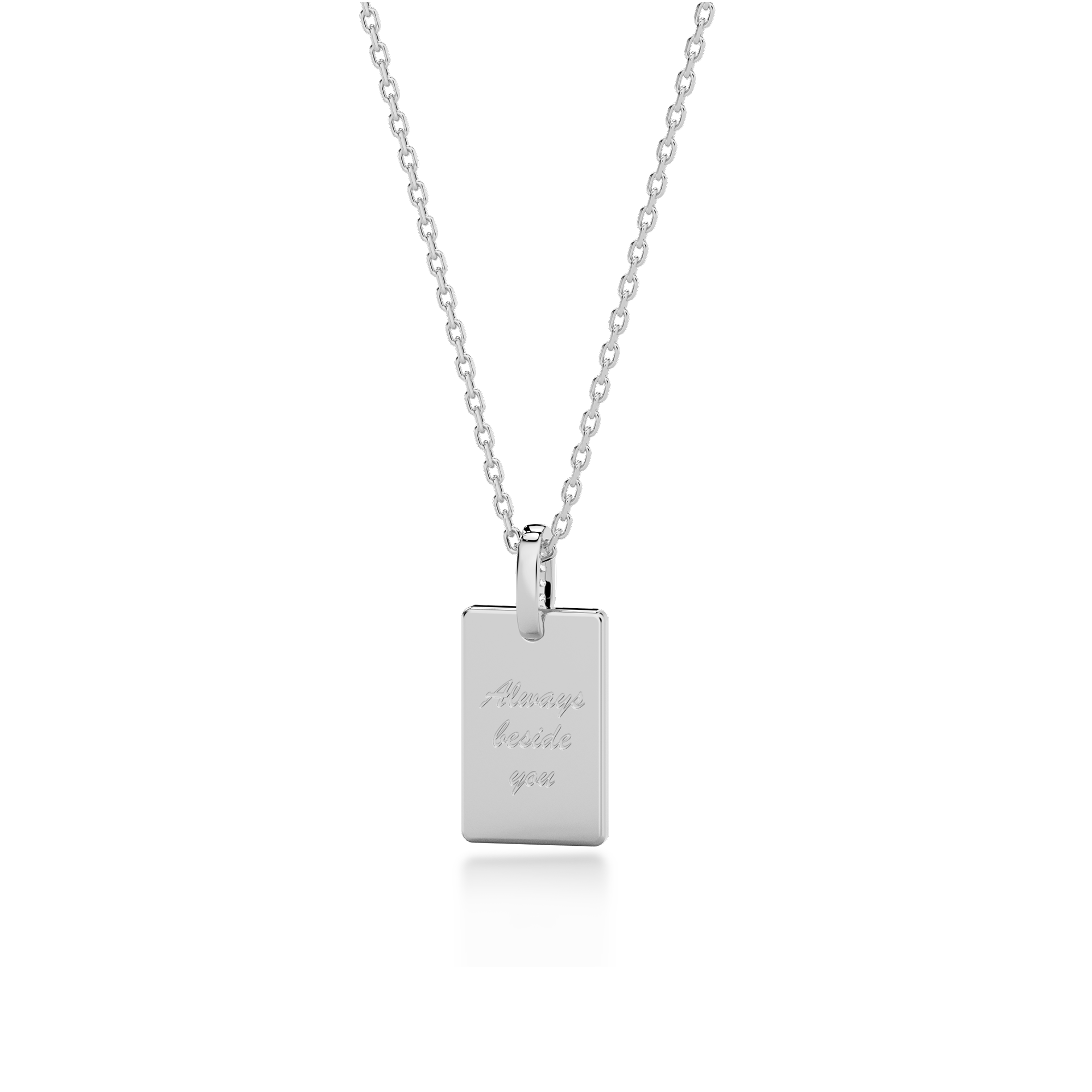 Rhodium Plated Rectangle Engravable Pendant SP003