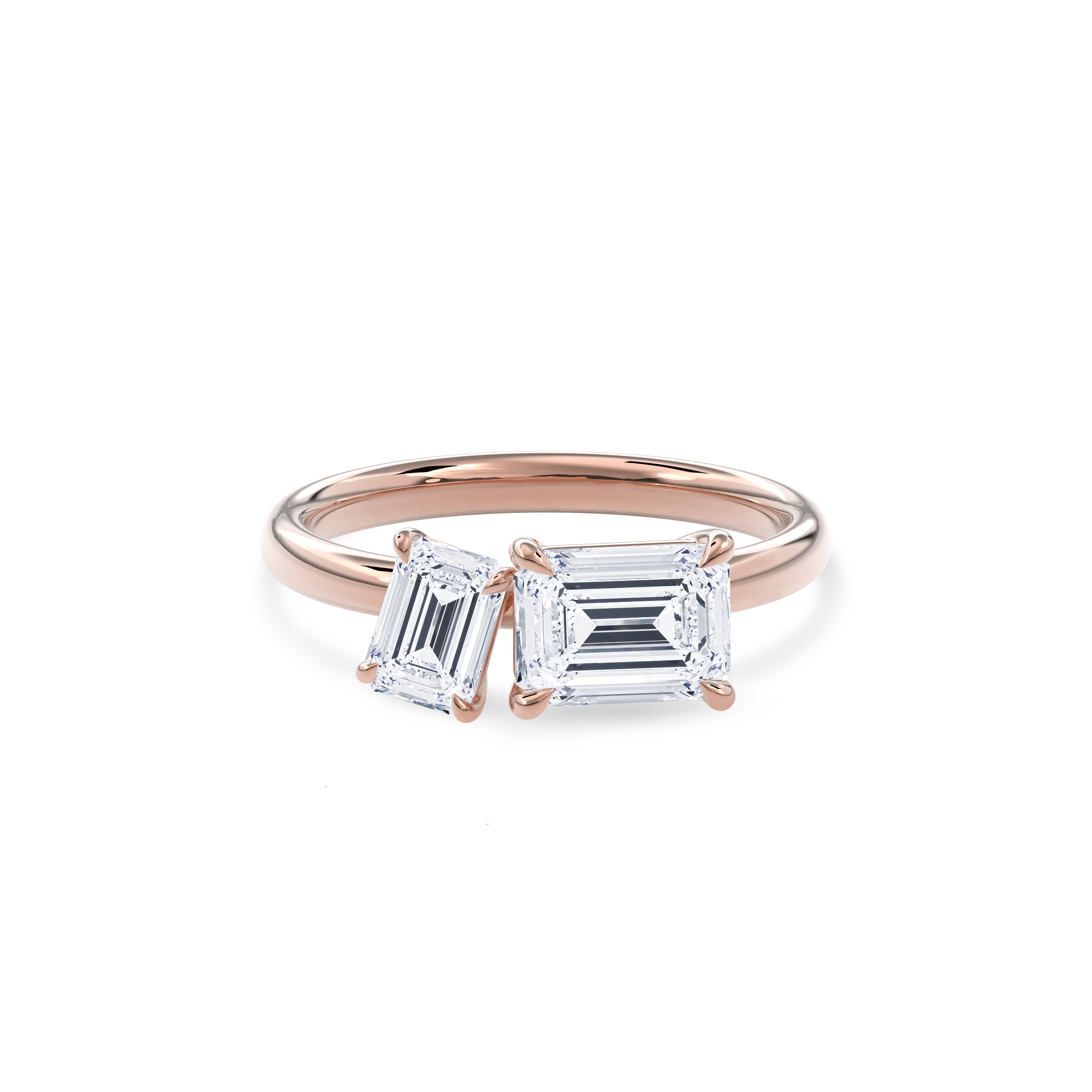 Callisto Two Stones Engagement Ring Emerald•Rose Gold