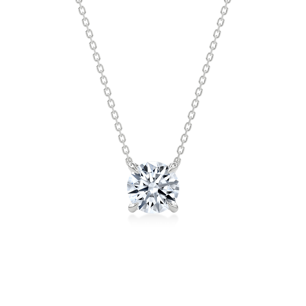 Dia Solitaire Necklace Round•White Gold