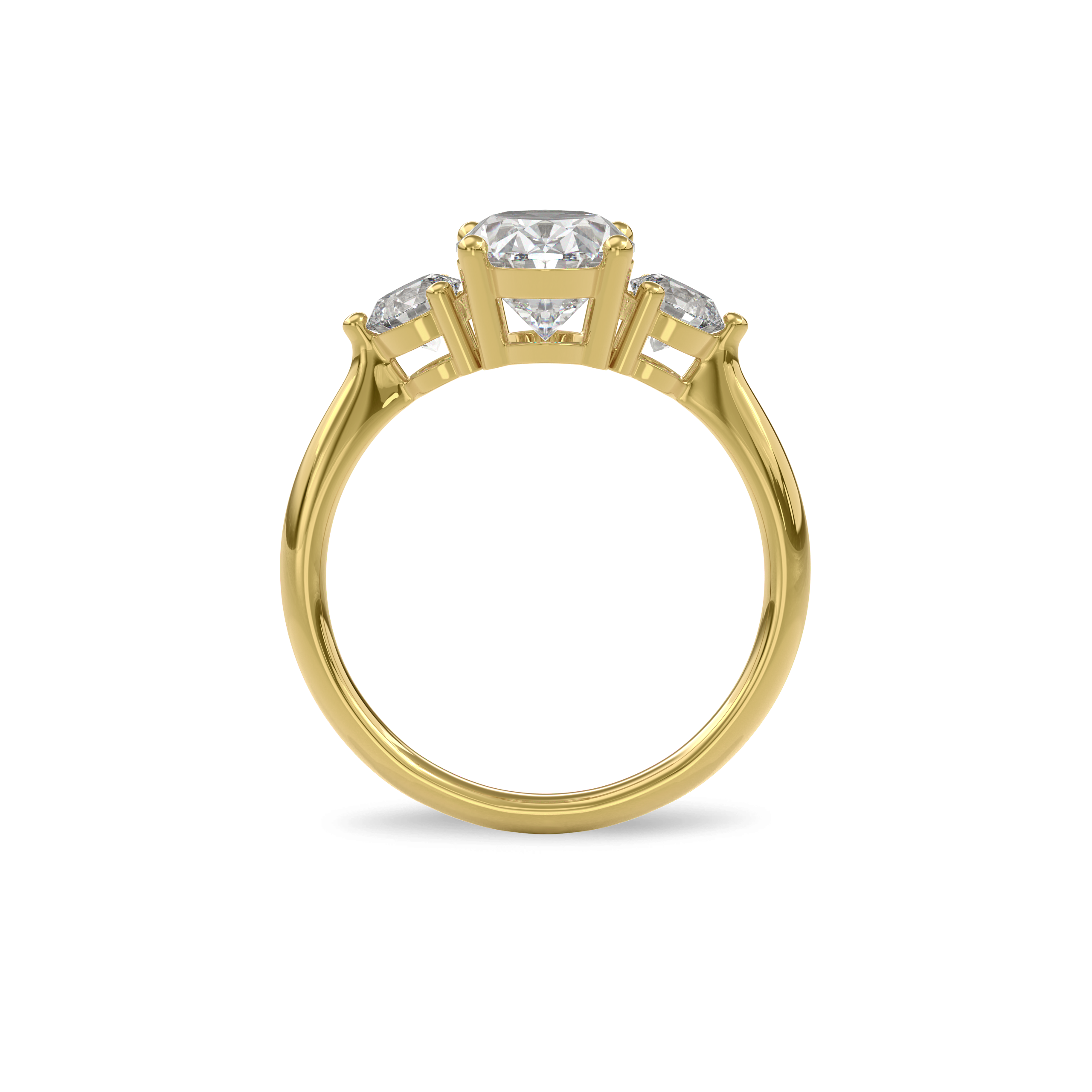 Daphnis Three Stones Engagement Ring Oval•Yellow Gold
