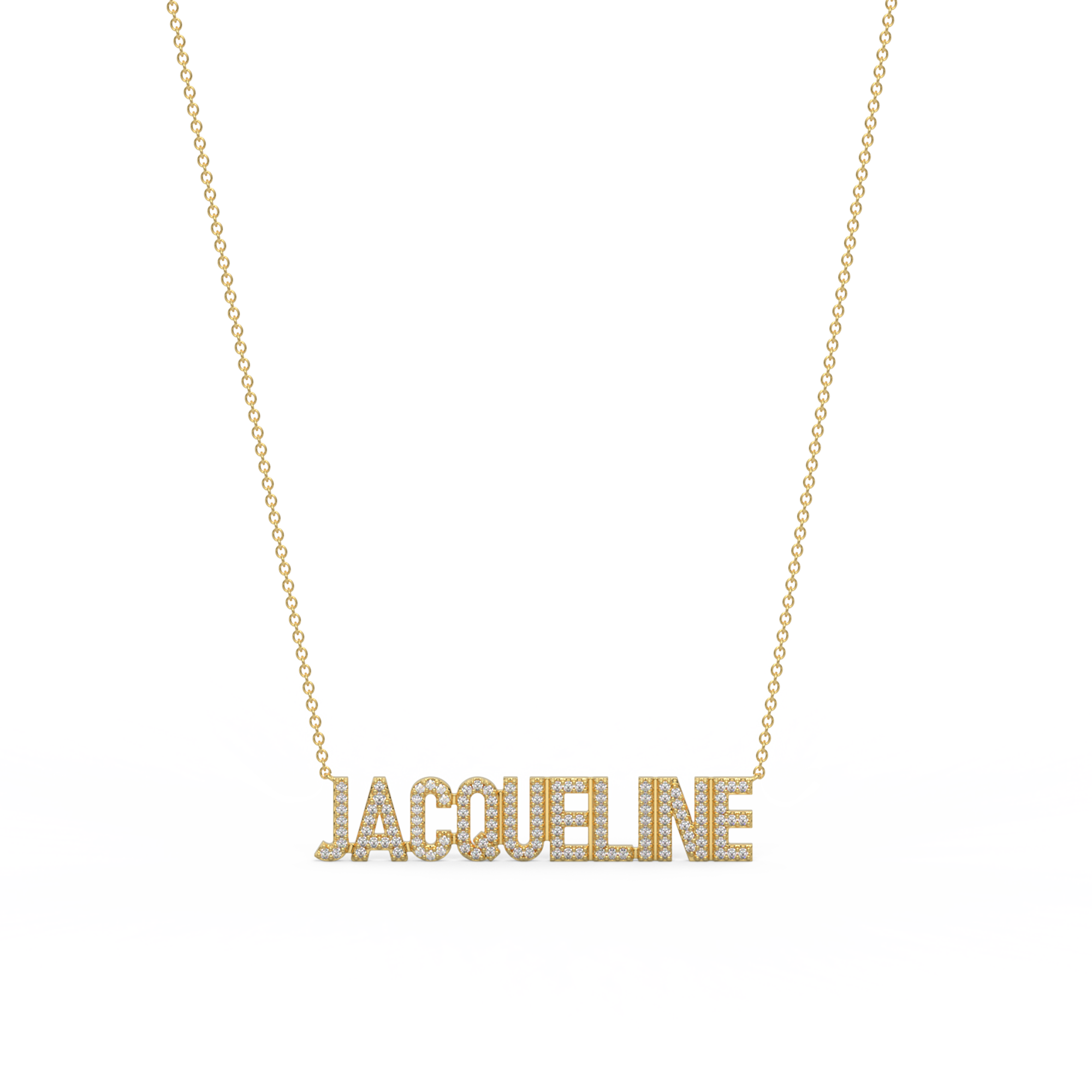 JAQUELINE Gold Plated Silver Signature name necklace AW24N002GD