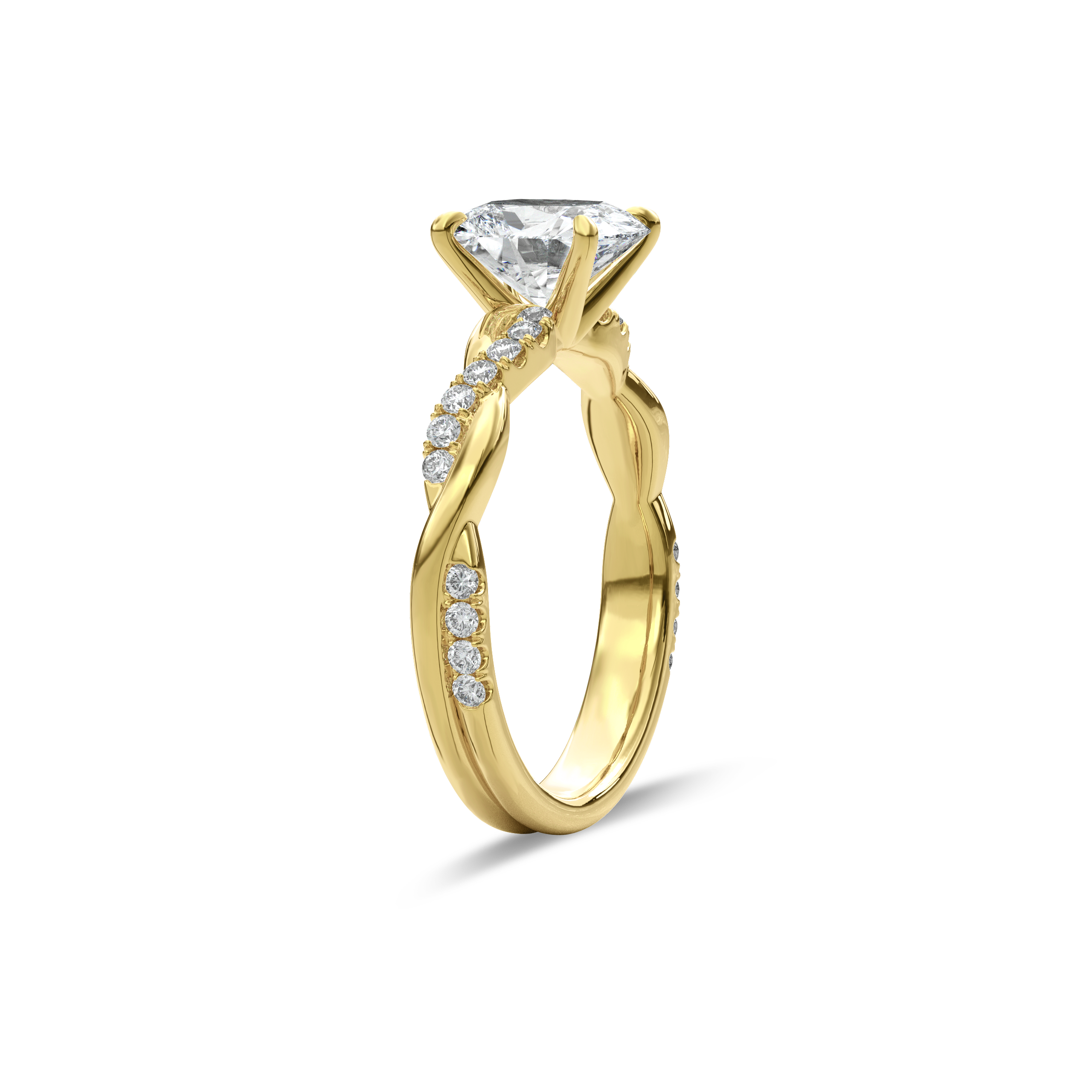 Rhea Twisted Pave Engagement Ring Cushion•Yellow Gold