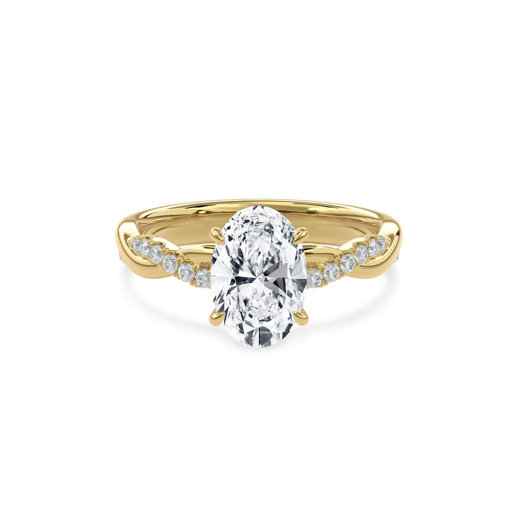 Rhea Twisted Pave Engagement Ring Oval•Yellow Gold