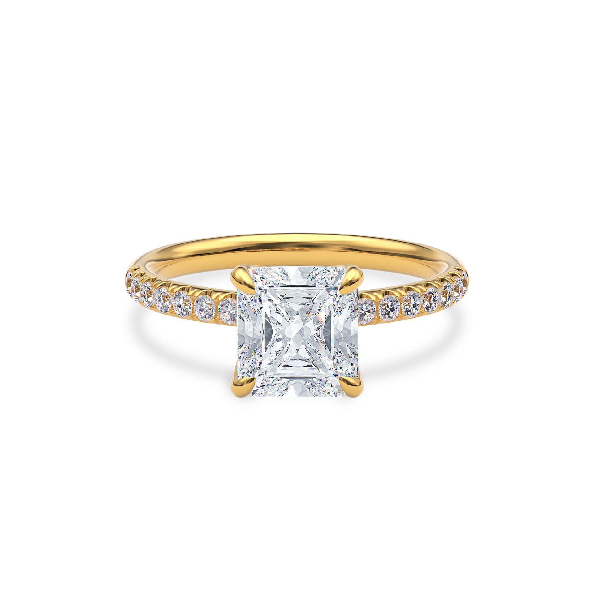 Dia Solitaire Pave Engagement Ring Radiant•Yellow Gold