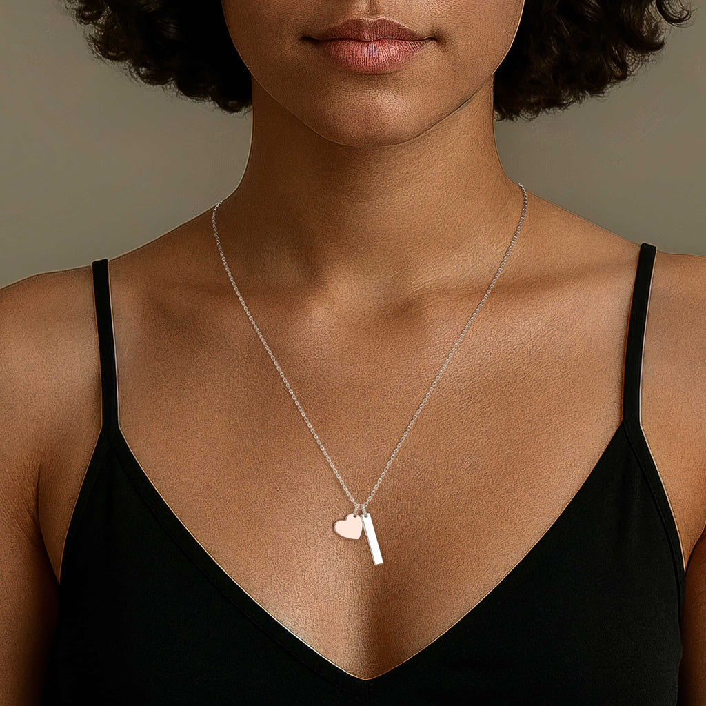 18K Rose Gold Plated Heart Engravable Pendant SP003
