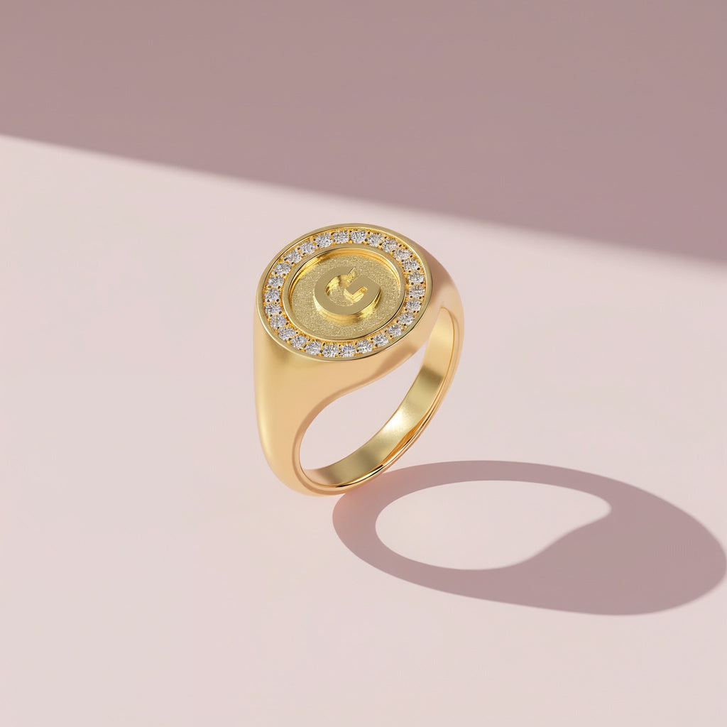 18K Gold Plated Silver Monogram Initial Ring SS25R001G