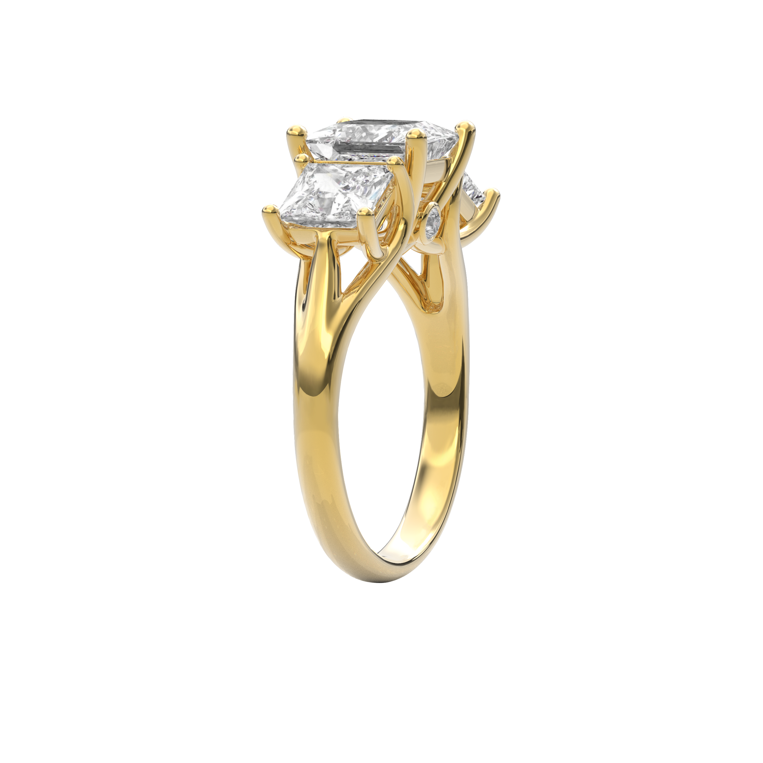 Daphnis Trinity Engagement Ring Princess•Yellow Gold