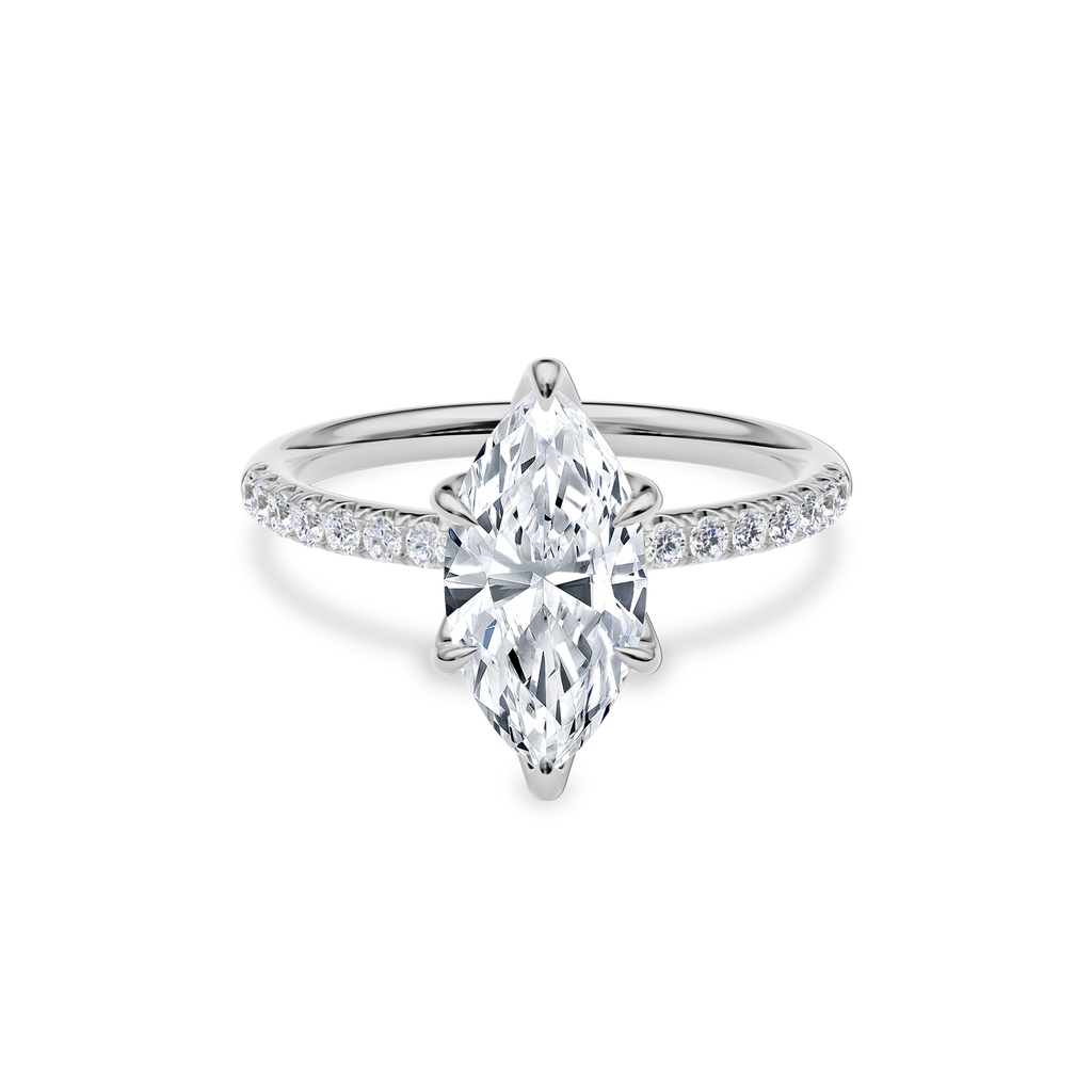 Dia Solitaire Pave Engagement Ring Marquise•White Gold