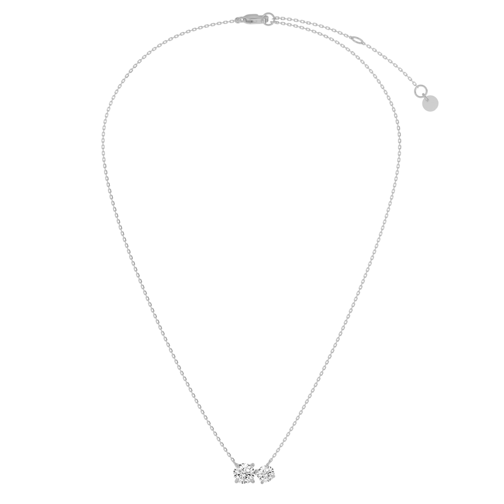 Round cut  Toi et Moi  Necklace in white gold