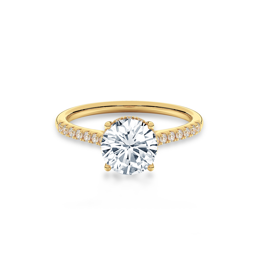 Hidden Halo II Round  Lab Grown Diamond Ring in 14K Gold
